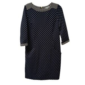 BODEN Women's Size 12R Justine Polka Dot Stripe Quilted Jacquard Sheath Dress